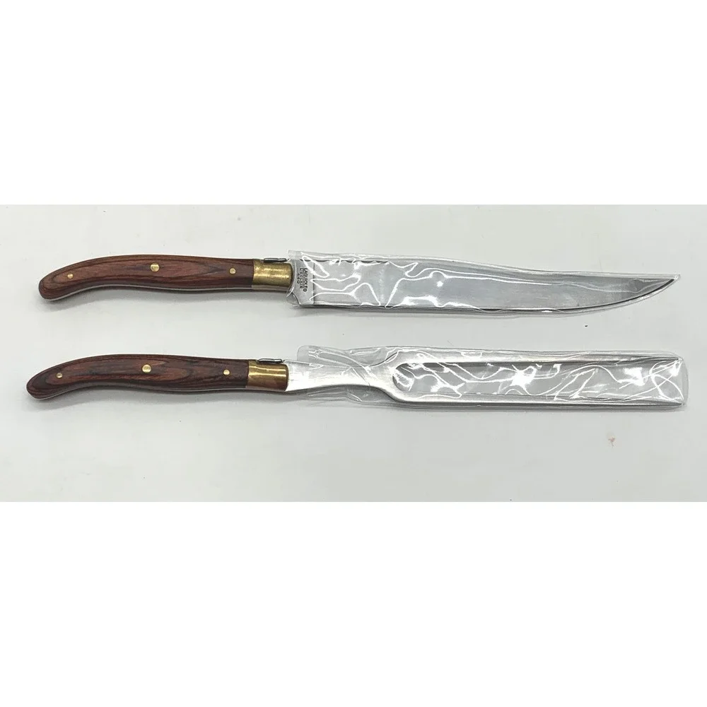 Laguiole Carving Set Unisex OS Brown Wood Handle 440 Stainless Steel Boxed